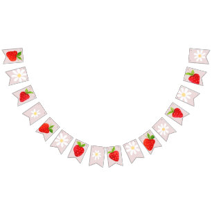 Berry First 1. Strawberry Birthday Wimpelkette