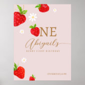 Berry First 1. Strawberry Geburtstag Willkommen Poster (Vorne)