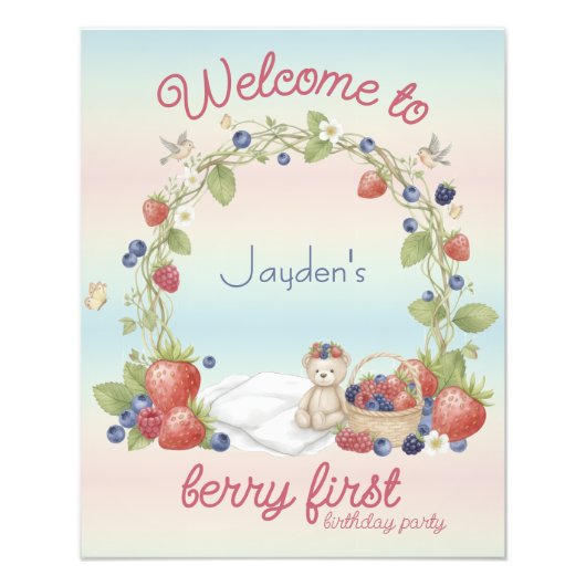 Berry First 1st Birthday Party Poster (Vorne)
