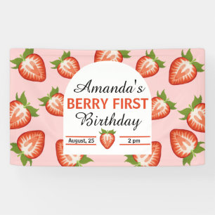 Berry First Baby Girl Pink Geburtstag Banner