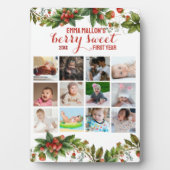Berry First Birthday 12 Monate Baby Foto Collage Fotoplatte (Vorderseite)