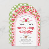 Berry First Birthday 1. Geburtstag Einladung (Vorne/Hinten)