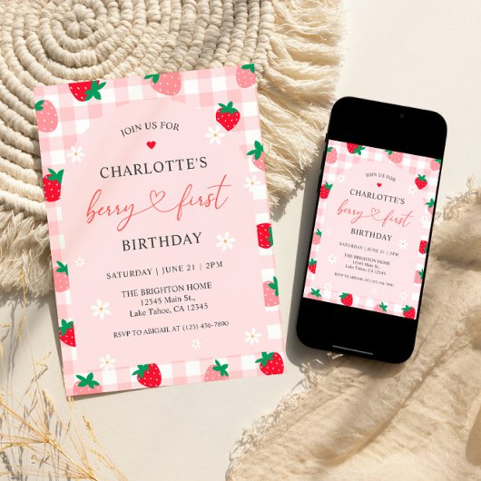 Berry First Birthday 1. Geburtstag Einladung