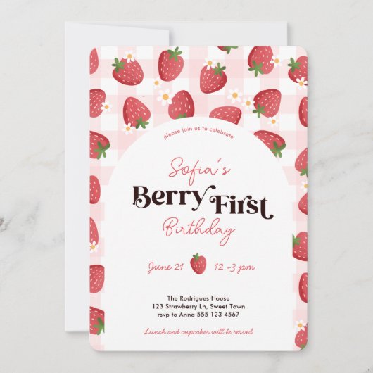 Berry First Birthday 1. Geburtstag Einladung (Vorderseite)