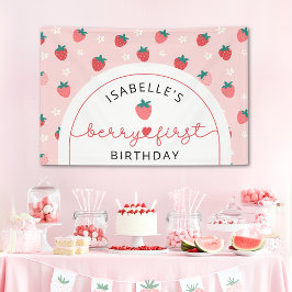 Berry First Birthday 1. Geburtstag Strawberry Part Banner