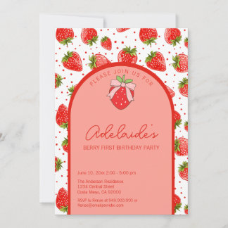Berry First Birthday 1. Geburtstag Strawberry Part Einladung