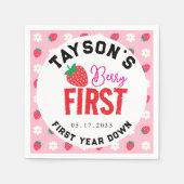 Berry First Birthday 1. Geburtstag Strawberry Serviette (Vorderseite)