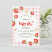 Berry First Birthday 1st Birthday Invitation Einladung (Stehend Vorderseite)