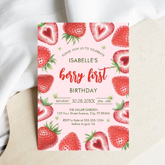 Berry First Birthday 1st Birthday Invitation Einladung