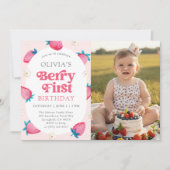 Berry First Birthday 1st Birthday Photo Einladung (Vorderseite)