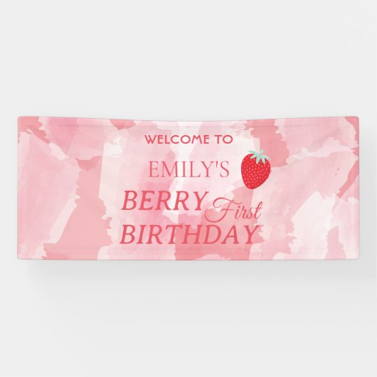 Berry First Birthday Banner (Horizontal)