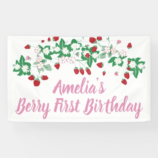 Berry First Birthday Banner (Horizontal)