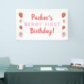 Berry First Birthday Banner Red Pink Strawberry (Messeveranstaltung)