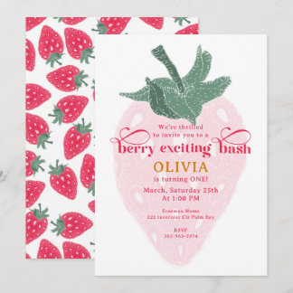 Berry First Birthday Bash - Erdbeeren Einladung