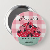 Berry First Birthday Button - Erdbeere (Vorne & Hinten)