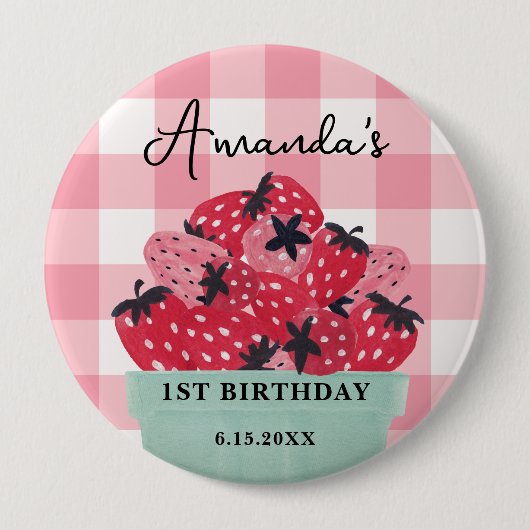 Berry First Birthday Button - Erdbeere (Vorderseite)