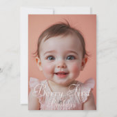 Berry First Birthday Double Side Print Foto Einladung (Rückseite)