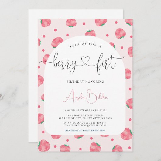 ?Berry First Birthday Einladung (Vorne/Hinten)