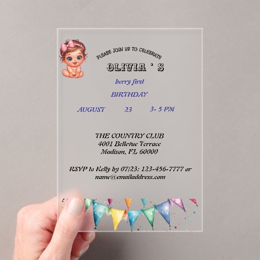 Berry First Birthday Einladung (Insitu (Handheld))
