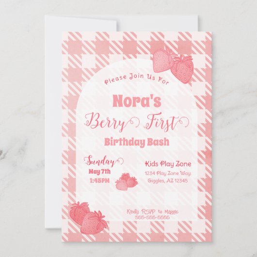 Berry First Birthday Einladung (Vorderseite)
