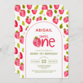 Berry First Birthday Einladung (Vorne/Hinten)