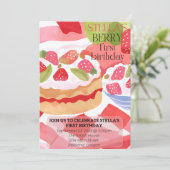 Berry First Birthday Einladung (Stehend Vorderseite)