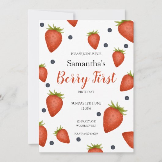 Berry First Birthday Einladung (Vorderseite)