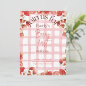 Berry First Birthday Einladung (Stehend Vorderseite)