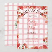 Berry First Birthday Einladung (Vorne/Hinten)