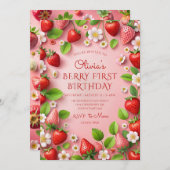 Berry First Birthday Einladung (Vorne/Hinten)