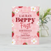 Berry First Birthday Einladung, Editable 1st Birt Einladung (Stehend Vorderseite)