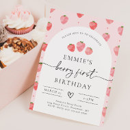Berry First Birthday Einladung   Erdbeere