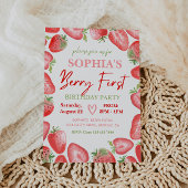 Berry First Birthday Einladung | Erdbeere