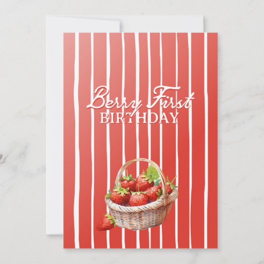 Berry First Birthday Einladung | Erdbeere 1. (Rückseite)