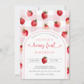 Berry First Birthday Einladung | Erdbeeren (Vorderseite)