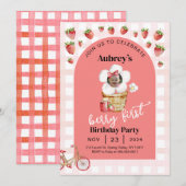 Berry First Birthday Einladung mit Foto (Vorne/Hinten)