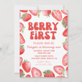 Berry First Birthday Einladung | Retro Strawberry (Vorderseite)