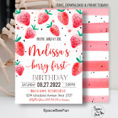 Berry First Birthday Einladung Strawberry Birthda