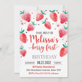 Berry First Birthday Einladung Strawberry Birthda (Vorderseite)