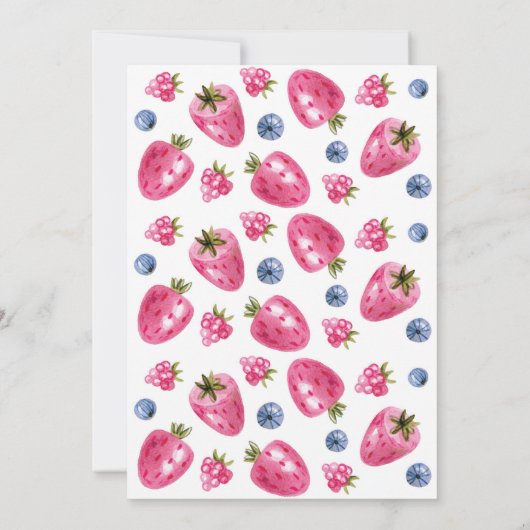 Berry First Birthday Einladung Strawberry Thema (Rückseite)