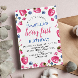 Berry First Birthday Einladung Strawberry Thema