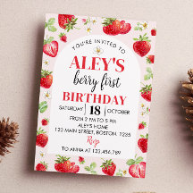 Berry First Birthday Einladung Strawberry Thema
