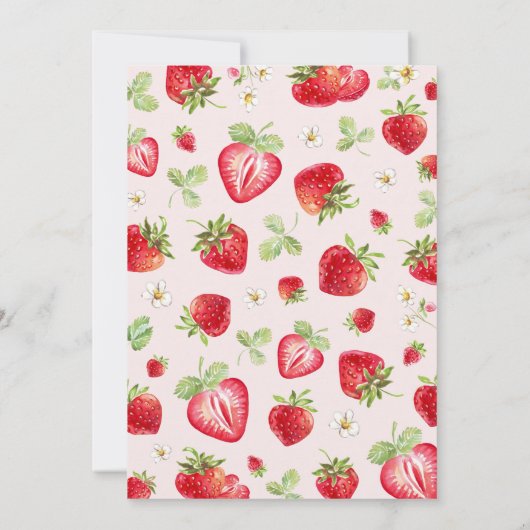 Berry First Birthday Einladung Strawberry Thema (Rückseite)