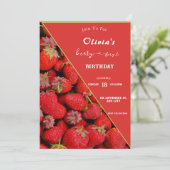 Berry First Birthday Einladung | Strawberry Theme (Stehend Vorderseite)