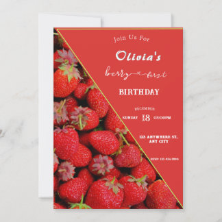 Berry First Birthday Einladung | Strawberry Theme