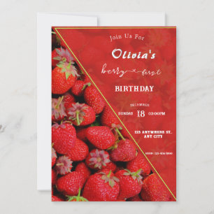 Berry First Birthday Einladung Strawberry Theme