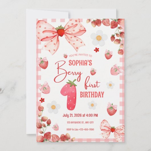 Berry First Birthday Einladung Template Berry 1. (Vorderseite)