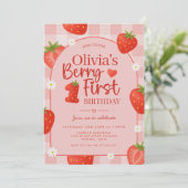 Berry First Birthday Einladung Template Berry 1. (Stehend Vorderseite)