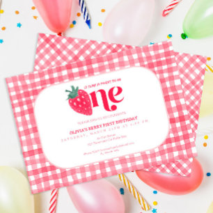 Berry First Birthday Einladung - Wasserfarbenstroh
