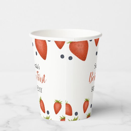 Berry First Birthday Erdbeeren und Blaubeeren Pappbecher (Rechts)